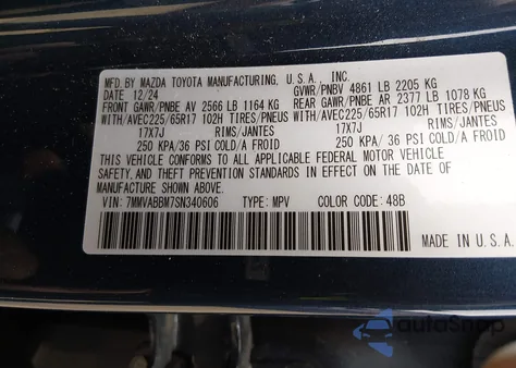 2025 Mazda Cx-50 2.5 S Preferred Package z USA, uszkodzony, nr VIN 7MMVABBM7SN340606